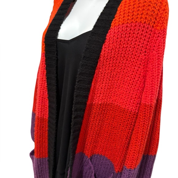 TORRID Women’s Chunky Duster Balloon Sleeve Sweater Multi Stripe Size 1 - Picture 6 of 13